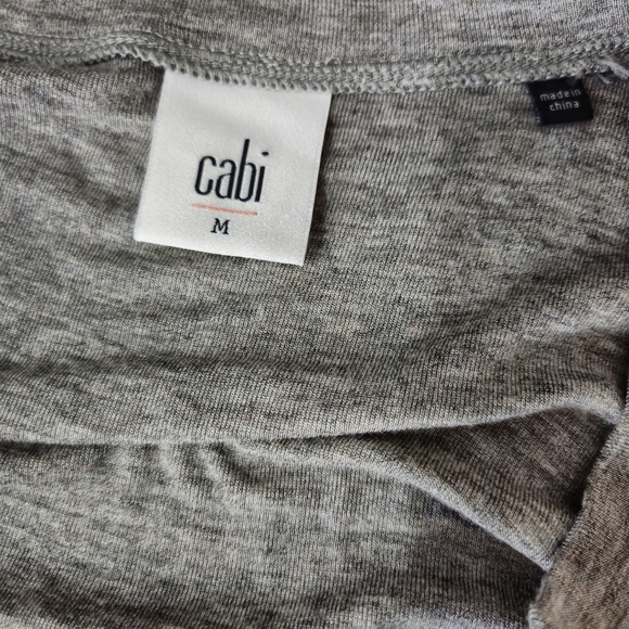 CABI OFFHAND Long Sleeve Knit Tunic Split Stitched V Neck Heather Grey Medium - Picture 10 of 13